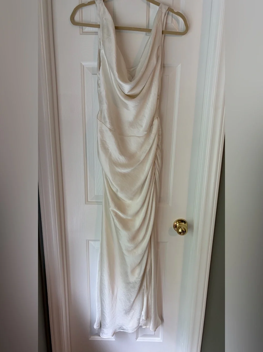Abercrombie & Fitch Cream Satin Maxi Dress